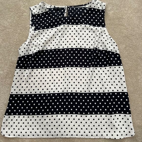 Talbots Black and White Polka Dot Blouse - Picture 1 of 2